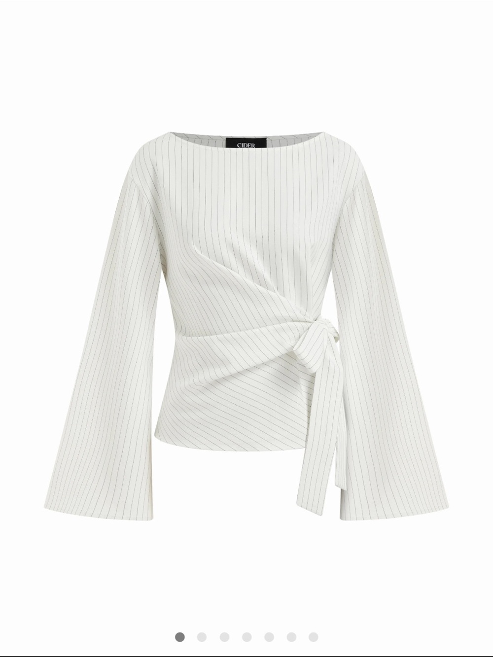 Cider White Pinstripe Wrap Blouse